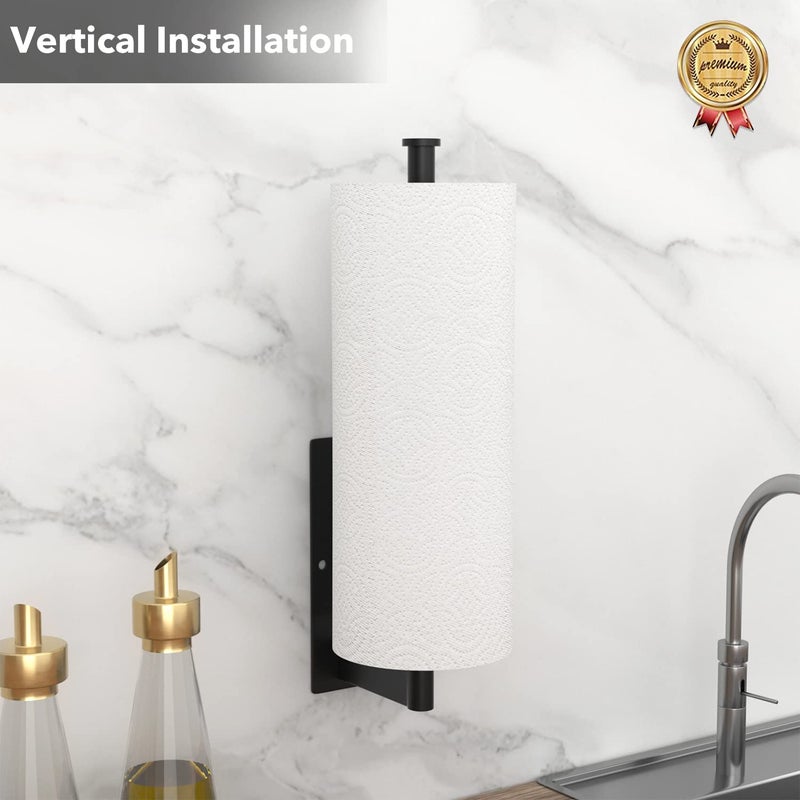 susswiff Paper Towel Holder Under Cabinet - Stainless Steel Paper Towel Holder Wall Mount  Self-Adhesive or Drilling  Matte Black Towel Rack for Kitchen Organization and Storage  Kitchen Paper Roll Holder - Image 4